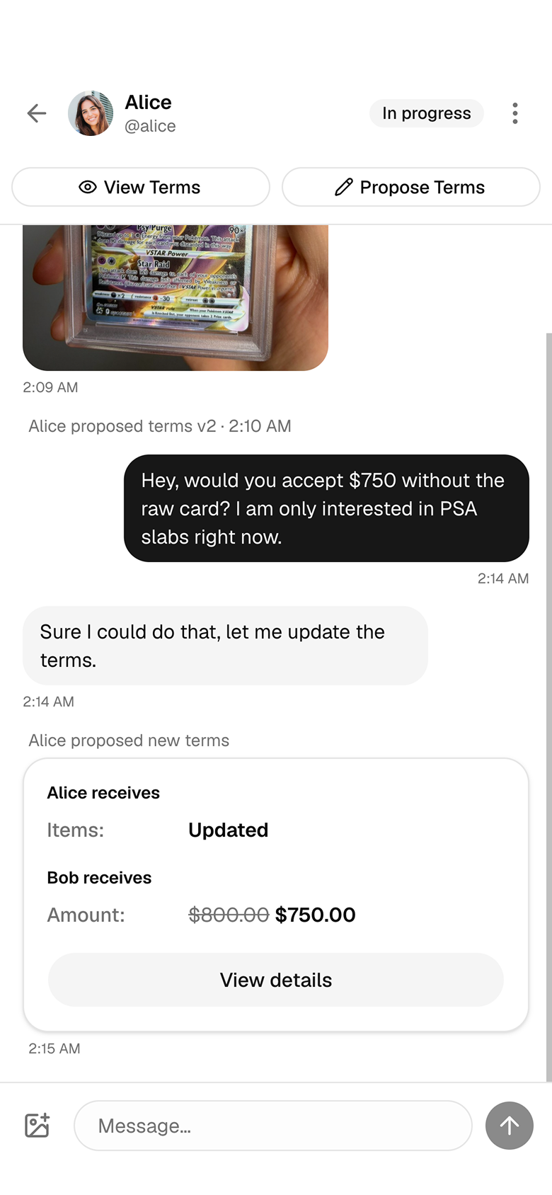 Deal thread conversation