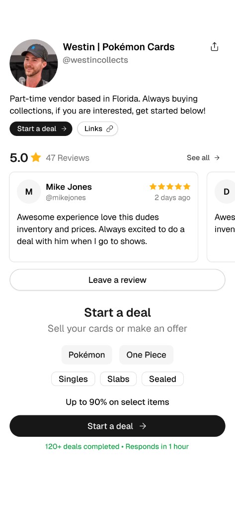 Public profile with reviews